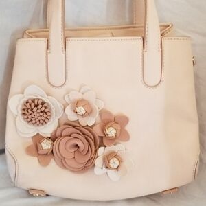 Lauren Conrad blush pink purse with rosette flowers